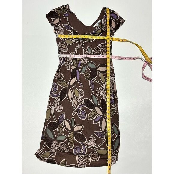 Boden Dress Floral Print Slip On Sheath Style V Neck Mini Length Brown Purple 6 - Picture 8 of 12